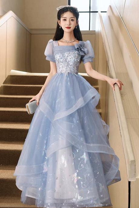 Blue Applique Prom Dress Full Length Evening Dress Formal Dress Sa1781