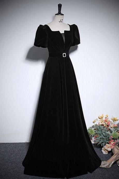Black Short Sleeve Prom Dress Evening Dress Formal Dress Sa1785