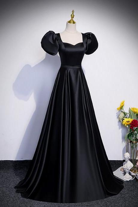 Black Short Sleeve Full Length Prom Dress Evening Dress Formal Dress Sa1792