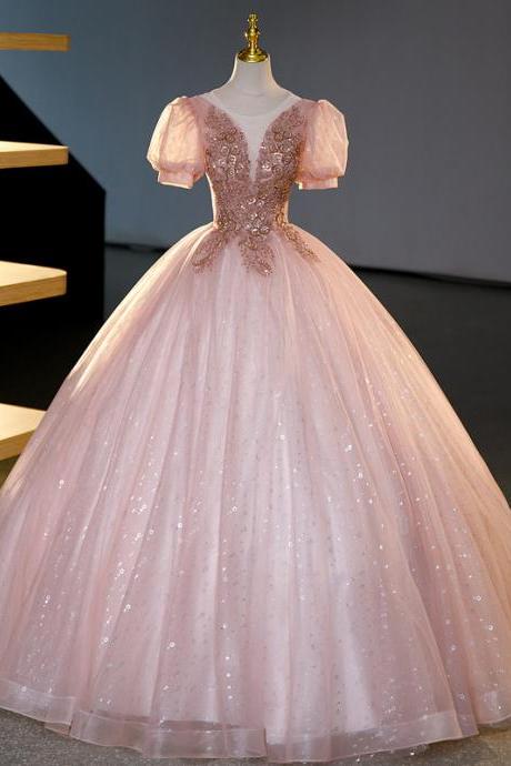 Short Sleeve Ball Gown Prom Dress Evening Dress Formal Dress Sa1808