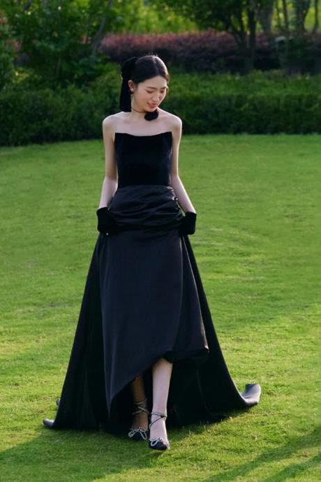 Black Light Wedding Dress Niche High-end Banquet Temperament Evening Dress Formal Dress Sa1827