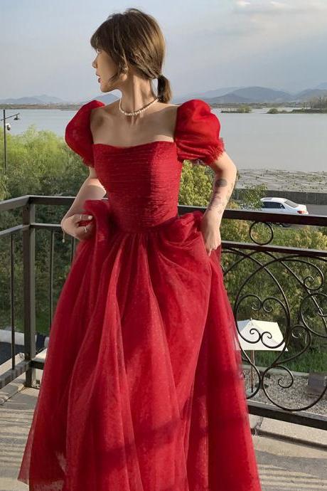 Evening Dress Birthday Ceremony Banquet Princess Prom Dress Slimming Puff Sleeves Formal Dress Sa1831