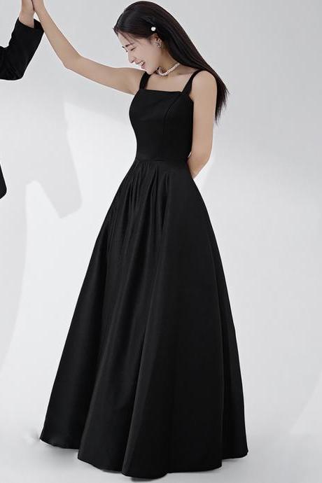 Black Sling Satin Banquet Style Evening Dress For Women Formal Dress Sa1839