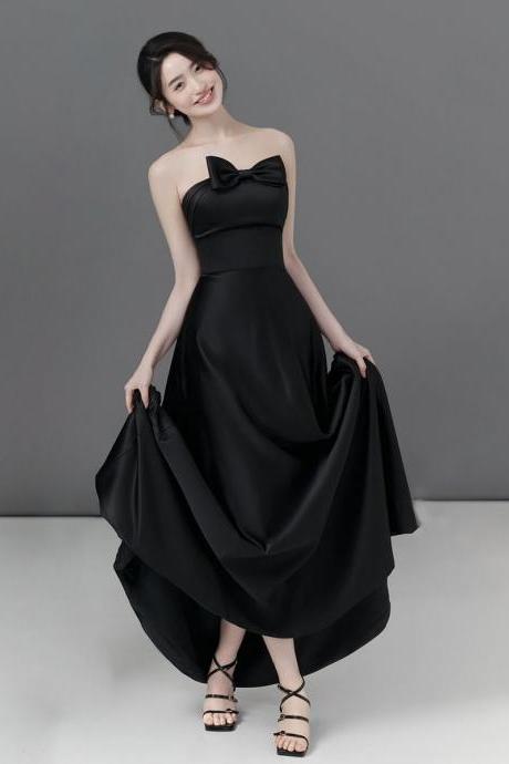 Black Tube Top Light Wedding Dress With Tail Simple Temperament Evening Dress For Women Formal Dress Sa1842