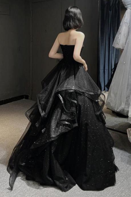 Black Strapless Ball Gown Full Length Prom Dress Evening Dress Formal Dress Sa1855