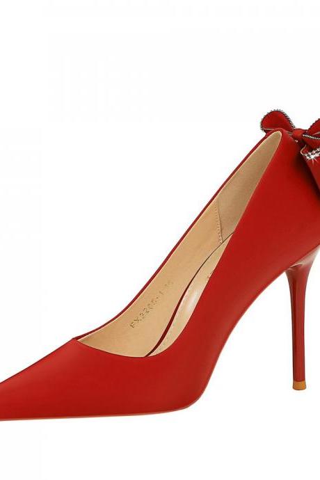 High Heels, Stilettos, Women's Shoes, Shallow Mouth, Pointed Toe, Bow-knot Shoes H495