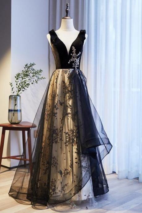 V Neck Full Length Prom Dress Evening Dress Sa1868