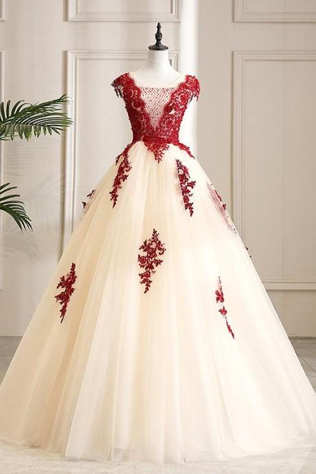 Red Applique Beading Prom Dress Evening Dress Sa1869