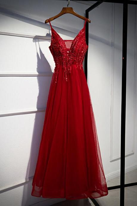 Red Or Green Lace Applique Prom Dress Evening Dress Sa1889