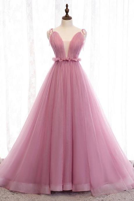 V Neck Full Length Tulle Prom Dress Evening Dress Sa1891