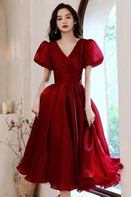 Red Short Sleeve Prom Dress Evening Dress Sa1896