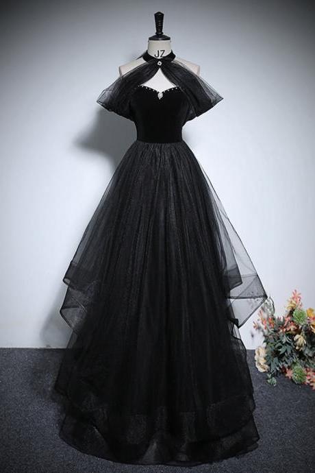 Tulle Black Long Prom Dress Formal Dress Sa1924