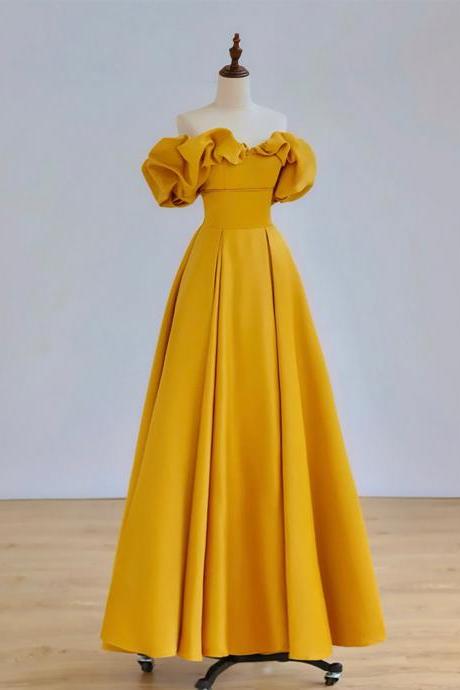 Off Shoulder Yellow Long Prom Formal Dress Long Graduation Dress Sa1930