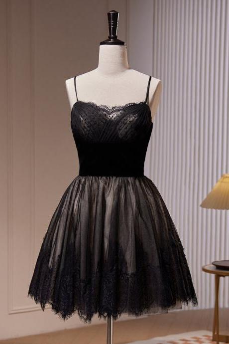 Lace Tulle Black Short Prom Dress Homecoming Dress Sa1934