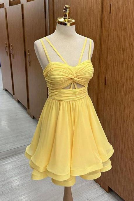 Chiffon Yellow Short Prom Dress Homecoming Dress Sa1935