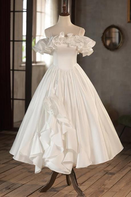 Tea Length Ivory Prom Dress Wedding Formal Party Dress Sa1937