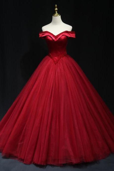 Red Off Shoulder Beads Long Prom Dress Evening Formal Dress Sa1952