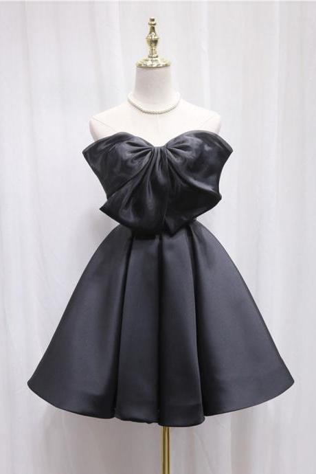 Black Tulle Satin Short Prom Dress, Formal Dress Homecoming Dress Sa1987
