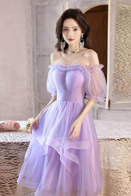 Purple Tulle Short Prom Dress,formal Dress Purple Homecoming Dress Sa1990
