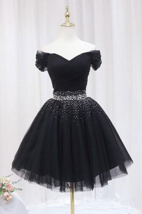 Black V Neck Short Prom Dress,formal Dress Homecoming Dress With Sequin Sa1997