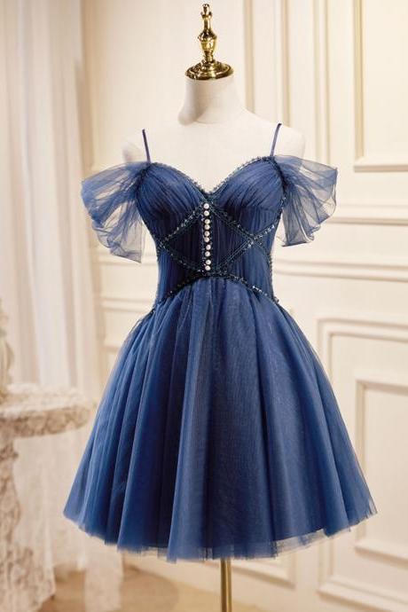 Dark Blue A-line Short Prom Dresses Formal Dress Homecoming Dress Sa1998