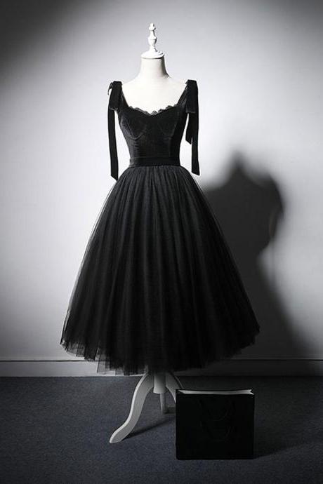 Black Tulle Short Prom Dress Hand Made Tulle Formal Dress Sa2006