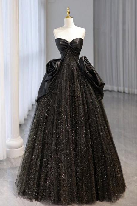 Black Sweetheart Neck Long Prom Dress Black Long Formal Dress Sa2019