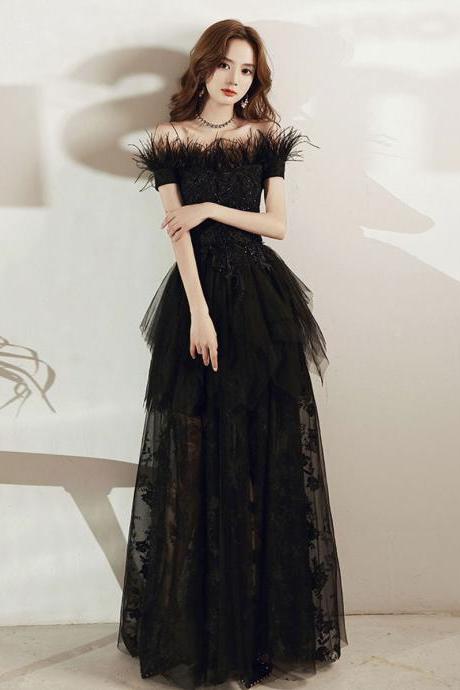 Black Tulle Lace Long Prom Dress Formal Dress Tulle Lace Evening Dress Sa2059