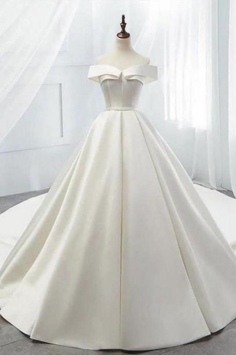Simple White Satin Long Prom Dress Formal Long Evening Dress Sa2067