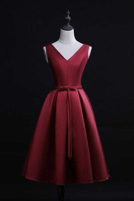 Red V Neck Short Prom Evening Dress Formal Dress Sa2101