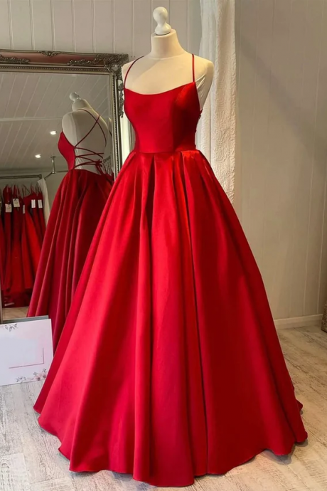 Red Prom Dress Full Length Backless Evening Dress Formal Dress Sa2108