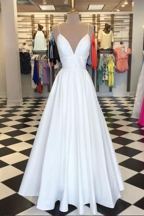 White Prom Dress Full Length Evening Dress Formal Dress Sa2117