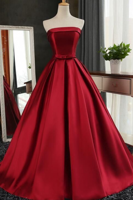 Red Strapless Prom Dress Full Length Evening Dress Formal Dress Sa2118