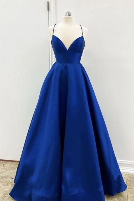Blue Full Length Prom Dress Evening Dress Sa2123
