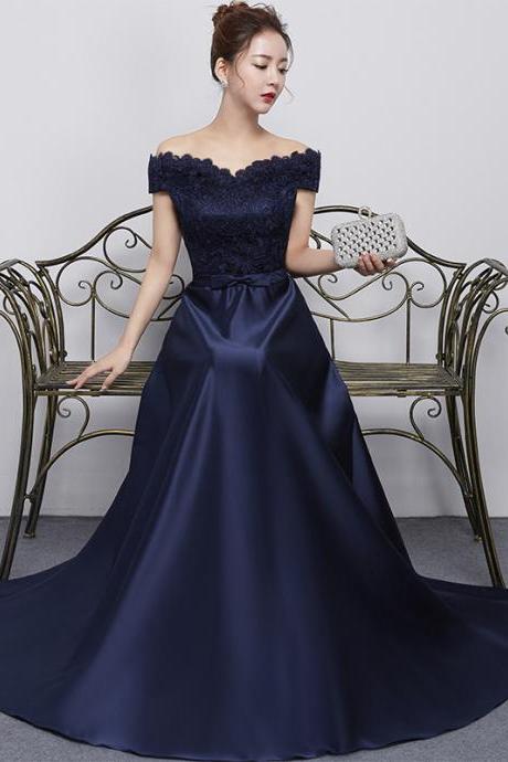 Navy Blue Full Length Prom Dress Evening Dress Formal Dress Sa2127