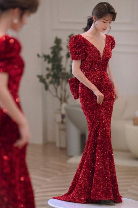 Red High-end Sequined Mermaid Evening Dress Formal Dress Sa2131