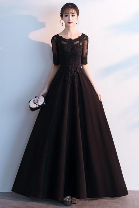 Black Half Sleeve Prom Evening Dress Formal Skirt Sa2134