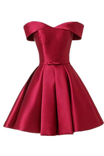 Red Satin Handmade Knee Length Party Dress Formal Short Prom Dress Sa2331