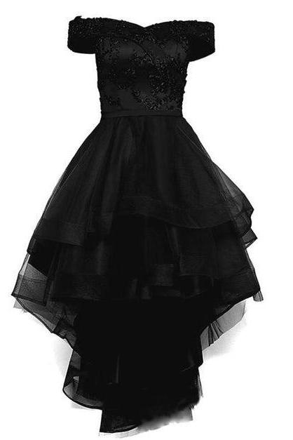 Black High Low Homecoming Dress Formal Evening Party Dresses Sa2353