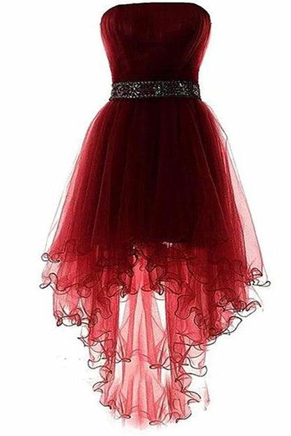 Wine Red Lovely High Low Tulle Homecoming Dress Formal Party Dress Sa2388