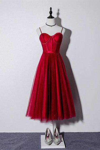 Red Sweetheart Tulle Prom Dress Evening Formal Dress Homecoming Dress Sa2400