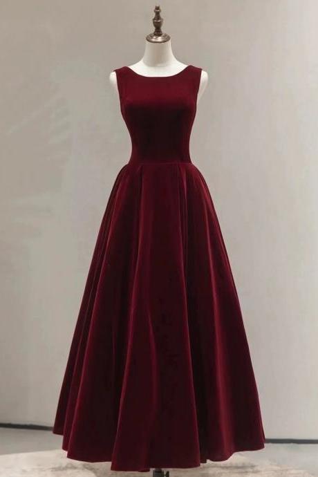 Evening Gown, Sleeveless Evening Gown Formal Burgundy Party Dress Sa2445