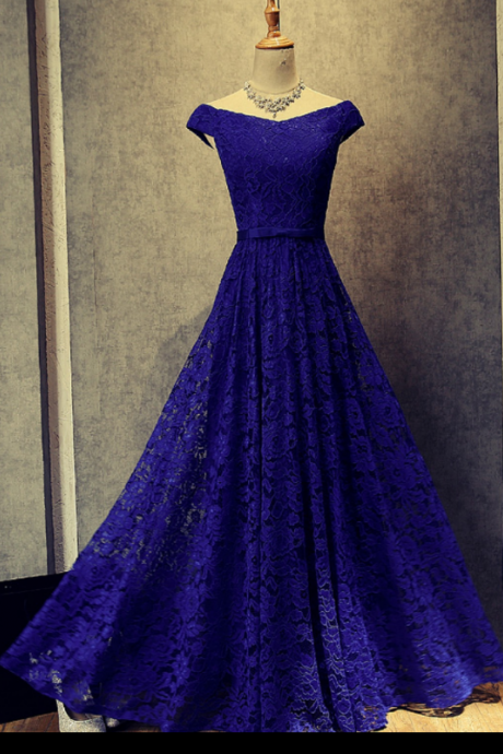 Navy Blue Prom Dress Lace Evening Dress,formal Dress Custom Made Sa2457