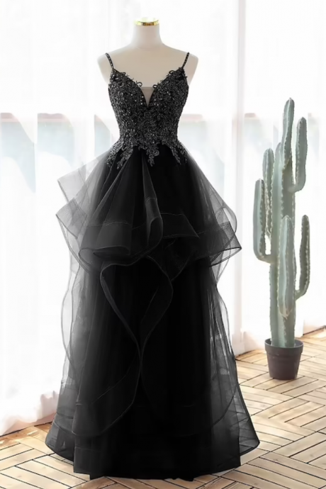 Black Prom Dress Ball Gown Sleeveless Formal Dress Sa2464