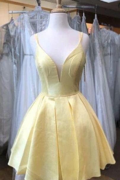 Yellow Homecoming Dress Short Sweet Dress Formal Dress Sa2468