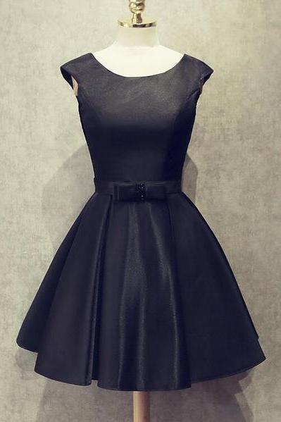 Black Short Satin Homecoming Dresses Party Dresses Formal Dress For Occasion Sa2474
