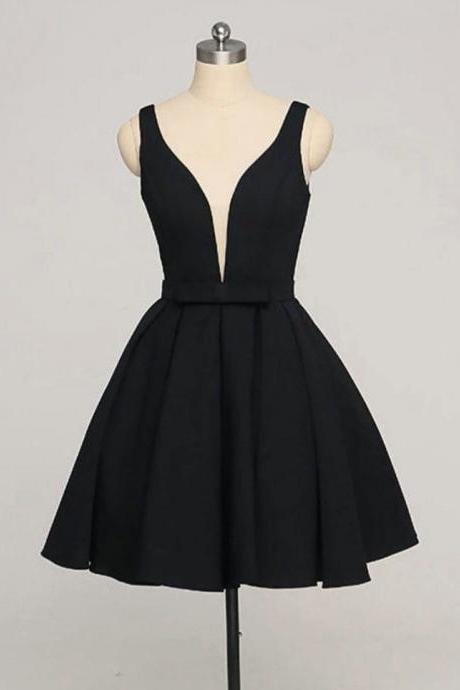 Black Short Simple Homecoming Dresses Knee Length Prom Dress Lovely Formal Dresses Sa2480