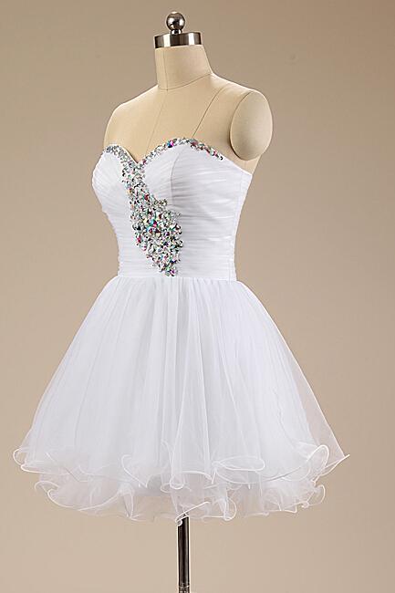 White Beaded Tulle Graduation Party Dress Prom Party Dresses Formal Dress Sa2481