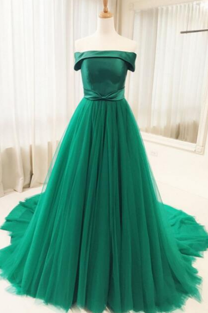 Green Tulle Long Prom Dress Formal Long Evening Formal Dresses Sa2534