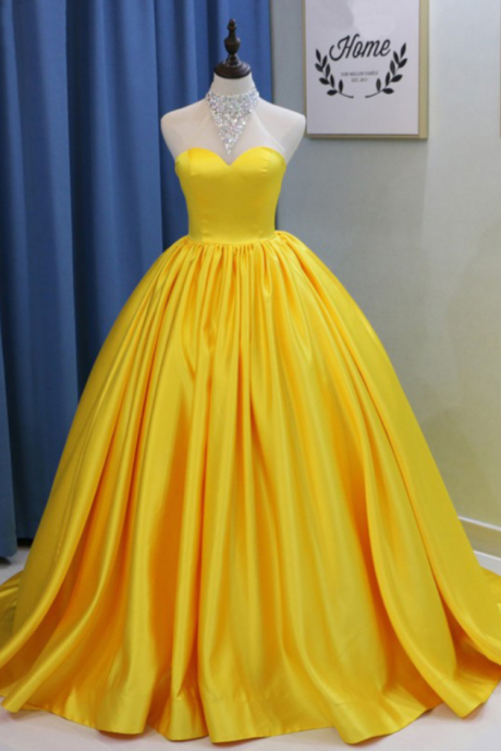 Yellow Prom Dresses Long Backless Formal Dresses,floor Length Prom Gowns Sa2543